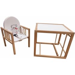 Стульчик для кормления 2в1 MyKids Wiktoria Heart (White/Natural) Thumb