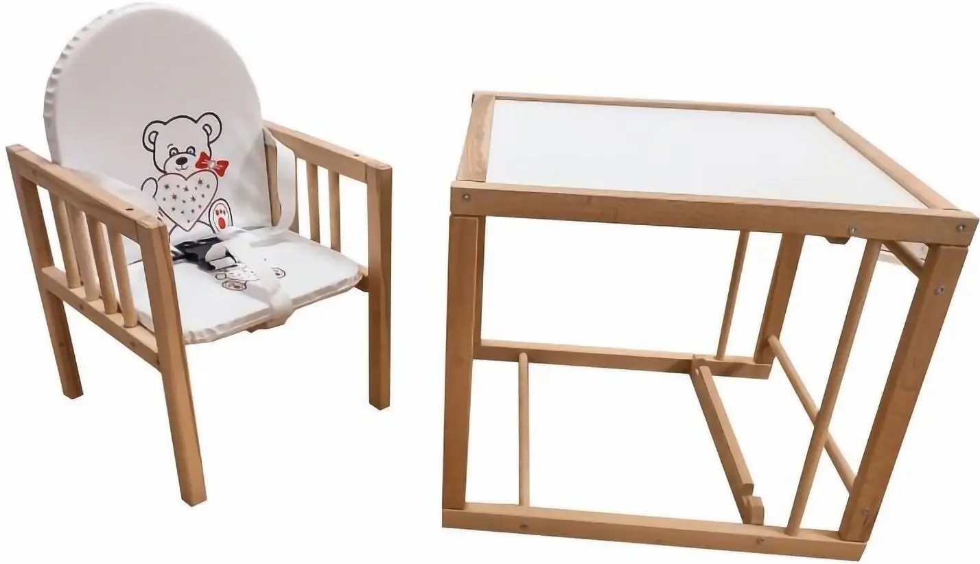 Стульчик для кормления 2в1 MyKids Wiktoria Heart (White/Natural) - 3