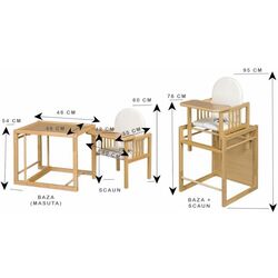 Стульчик для кормления 2в1 MyKids Wiktoria Heart (White/Natural) Thumb