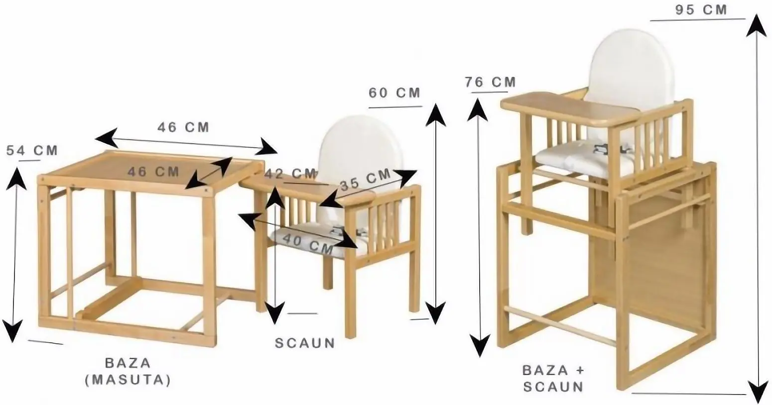 Стульчик для кормления 2в1 MyKids Wiktoria Heart (White/Natural) - 5
