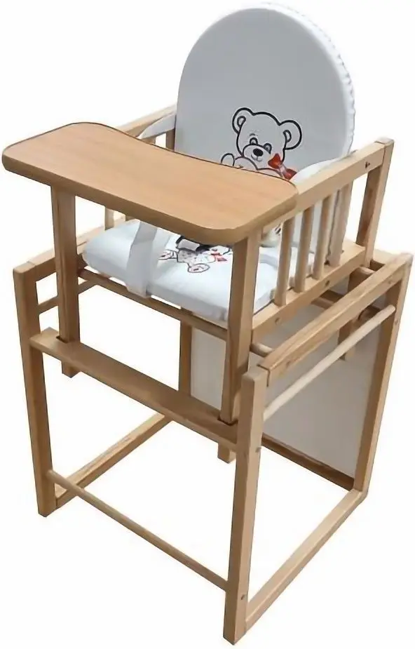 Стульчик для кормления 2в1 MyKids Wiktoria Heart (White/Natural)