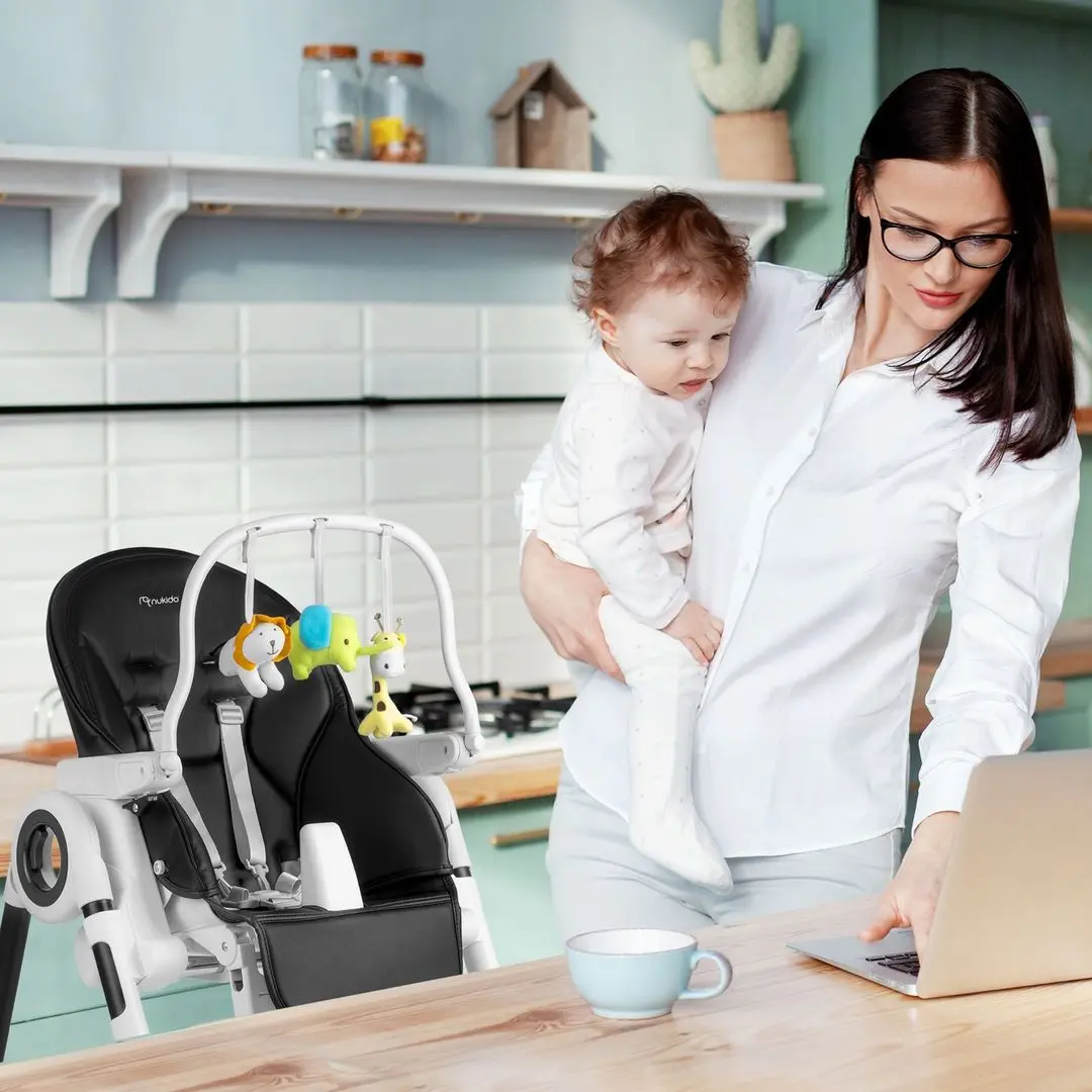 Стульчик для кормления и дуга с игрушками Nukido Belo (Black/White) - 12