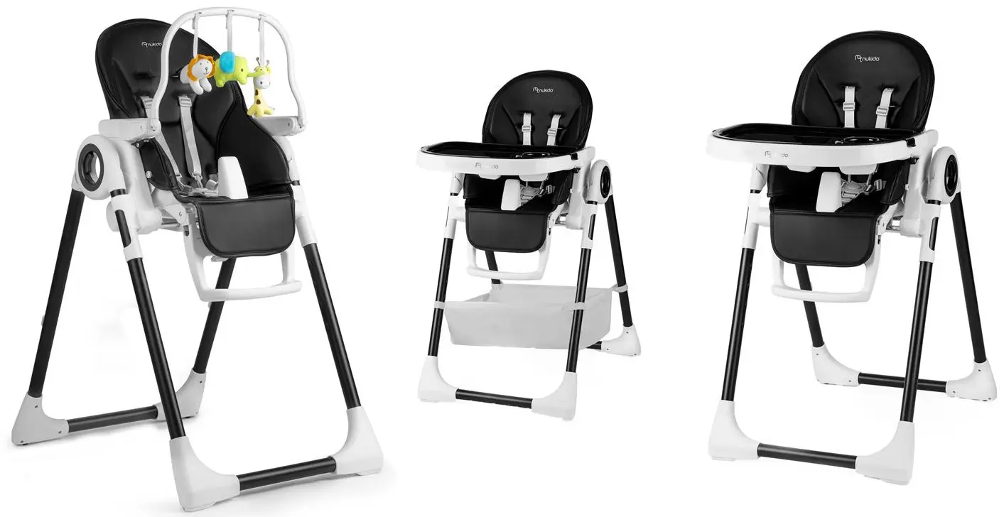 Стульчик для кормления и дуга с игрушками Nukido Belo (Black/White) - 5