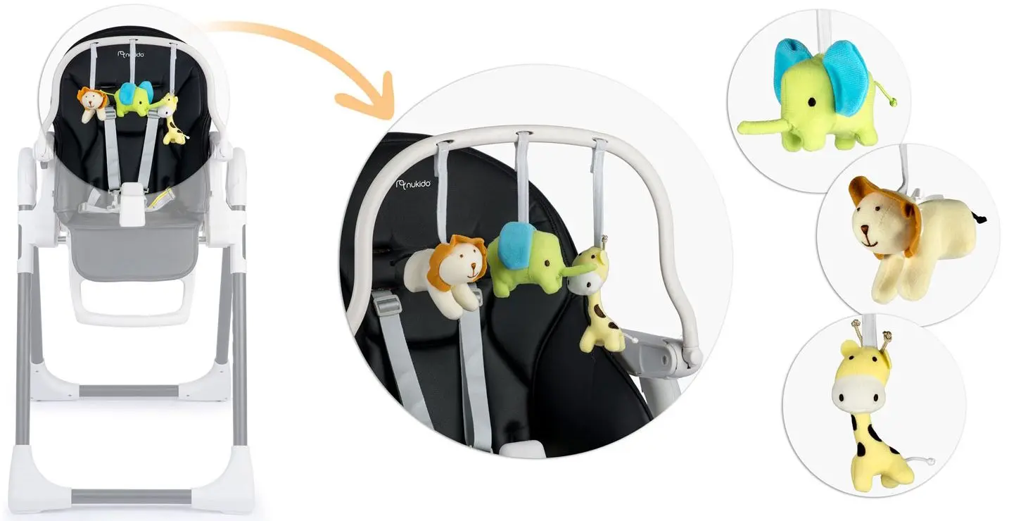 Стульчик для кормления и дуга с игрушками Nukido Belo (Black/White) - 7