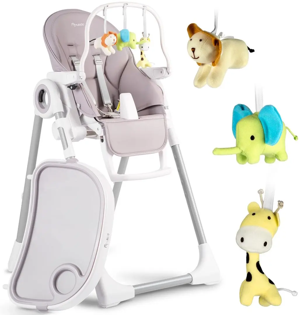 Стульчик для кормления и дуга с игрушками Nukido Belo (Heather/White) - 5