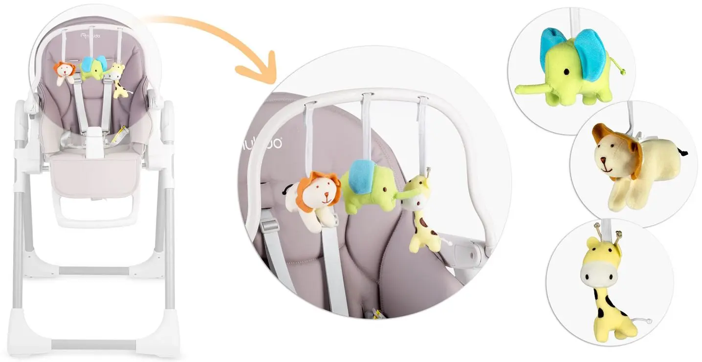 Стульчик для кормления и дуга с игрушками Nukido Belo (Heather/White) - 7