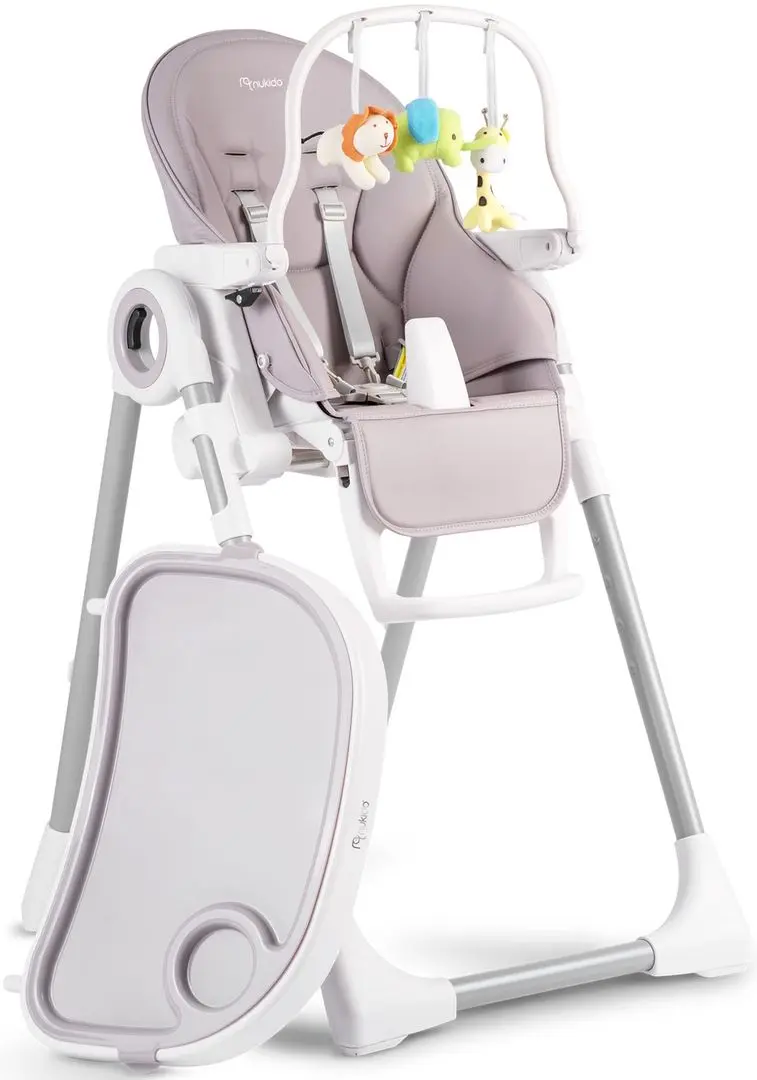 Стульчик для кормления и дуга с игрушками Nukido Belo (Heather/White)