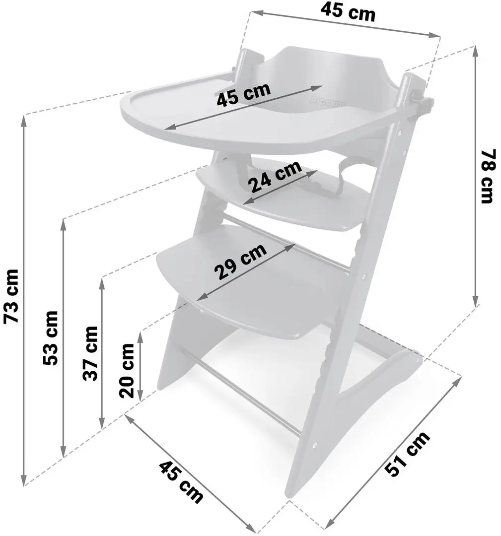 Scaun pentru hranire 5in1 RicoKids Loni (Dark Grey) - 4