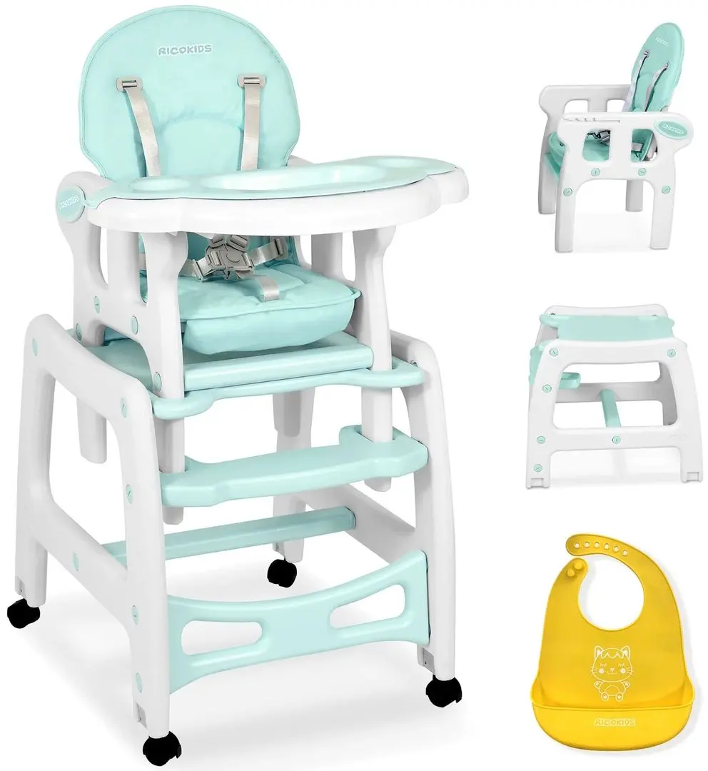Scaun pentru hranire 5in1 Ricokids Sinco (Turquoise/White) - 4