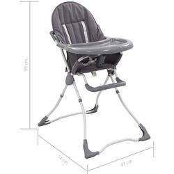 Scaun pentru hranire VidaXL 10185 (Grey/White) Thumb