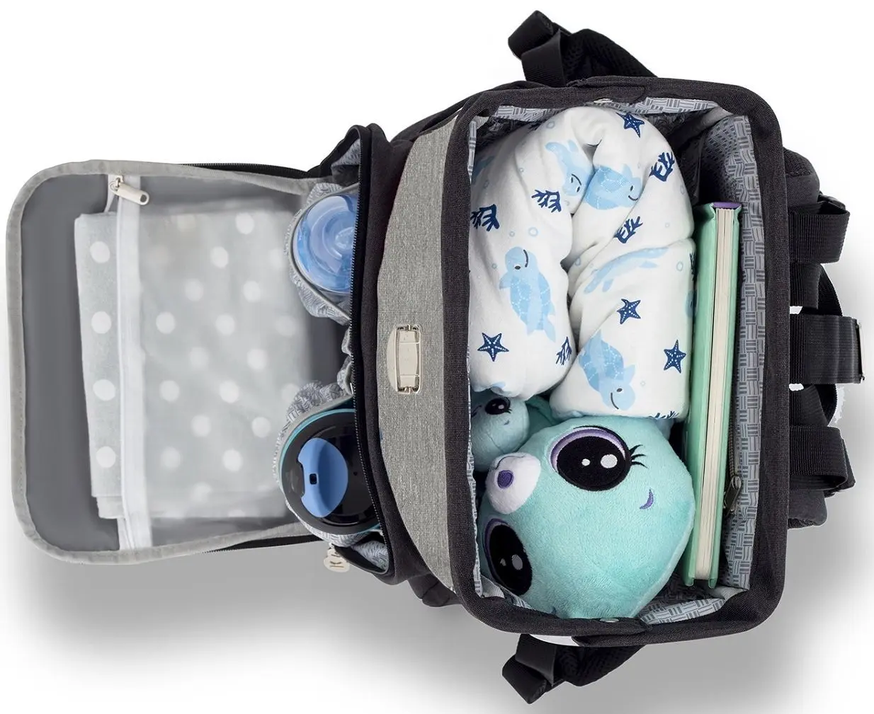 Geanta pentru mamici KinderKraft Molly (Black/Grey)