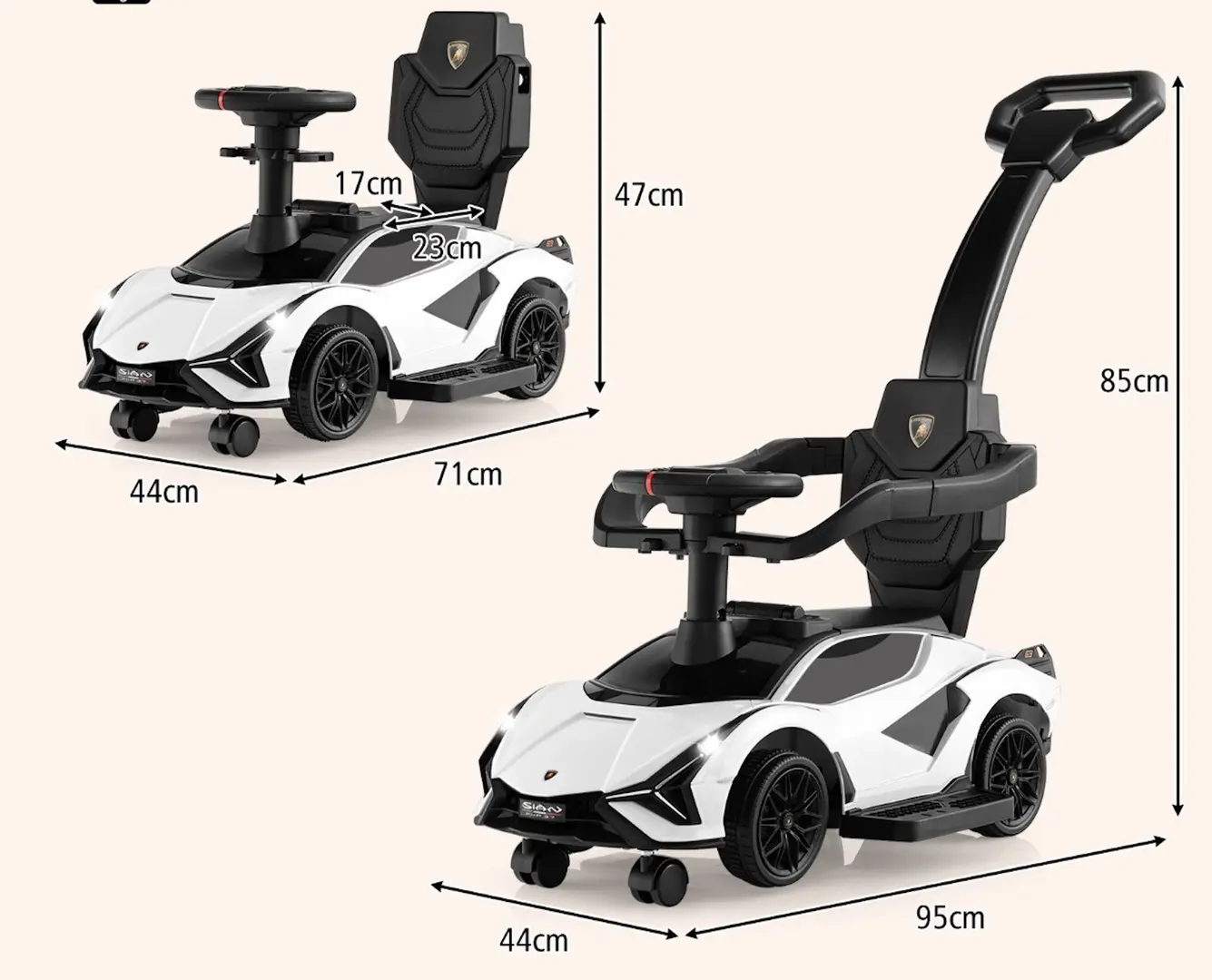 Tolocar 3in1 Costway Lamborghini TQ10156BS (Black/White)