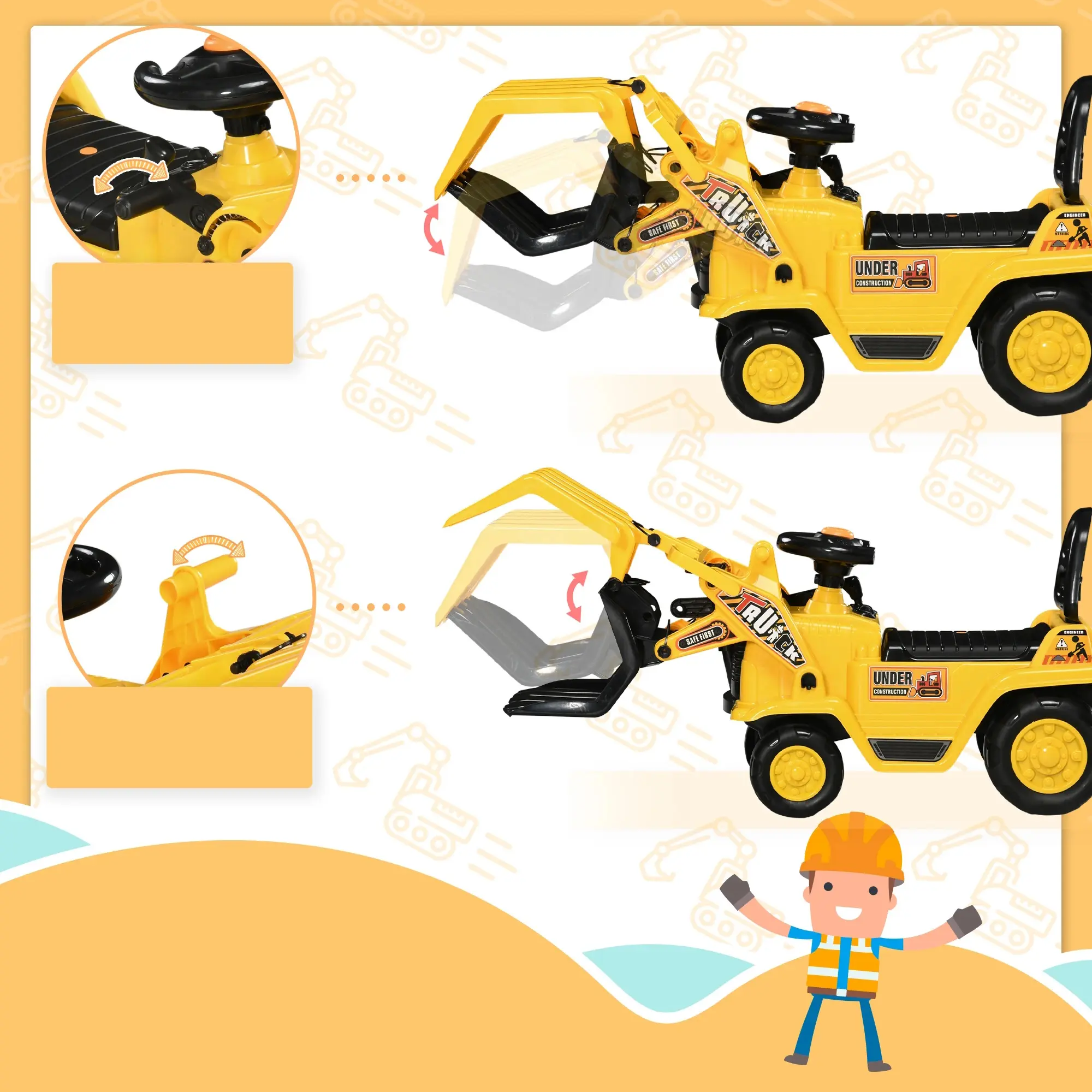 Толокар HomCom 370-243V00YL (Yellow) - 4