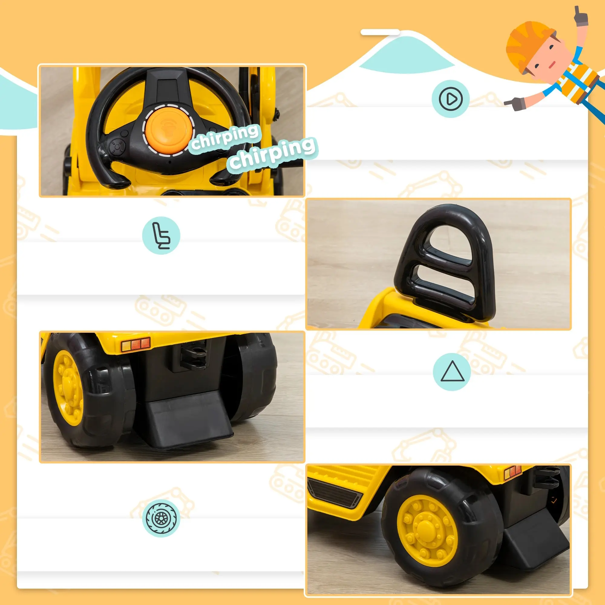 Толокар HomCom 370-243V00YL (Yellow) - 6