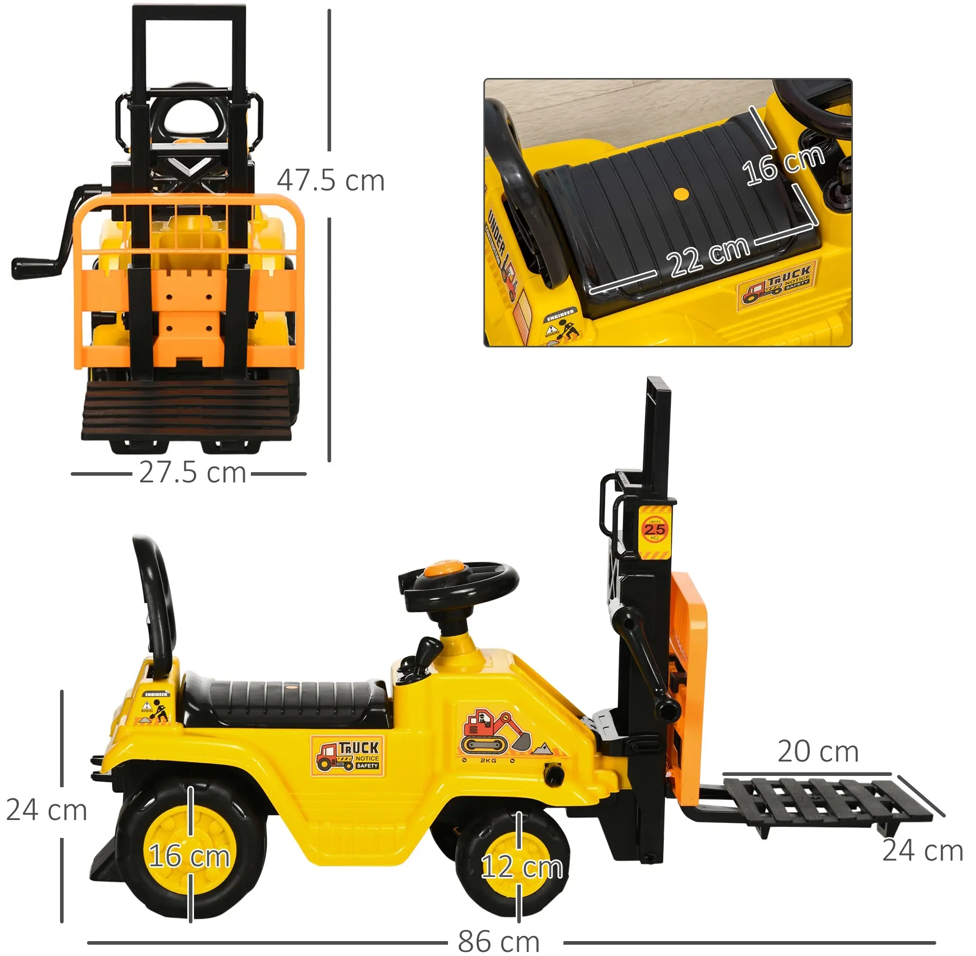 Толокар HomCom 370-245V00YL (Yellow) - 5