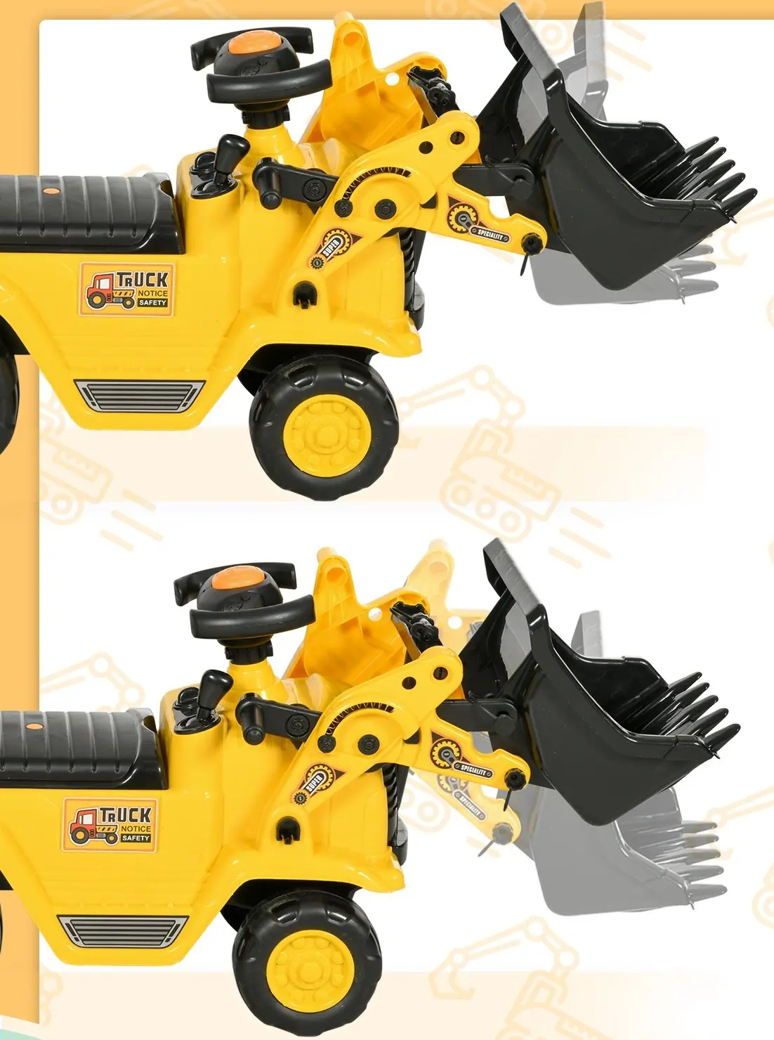 Толокар HomCom Excavator 301-058 (Yellow/Black) - 4
