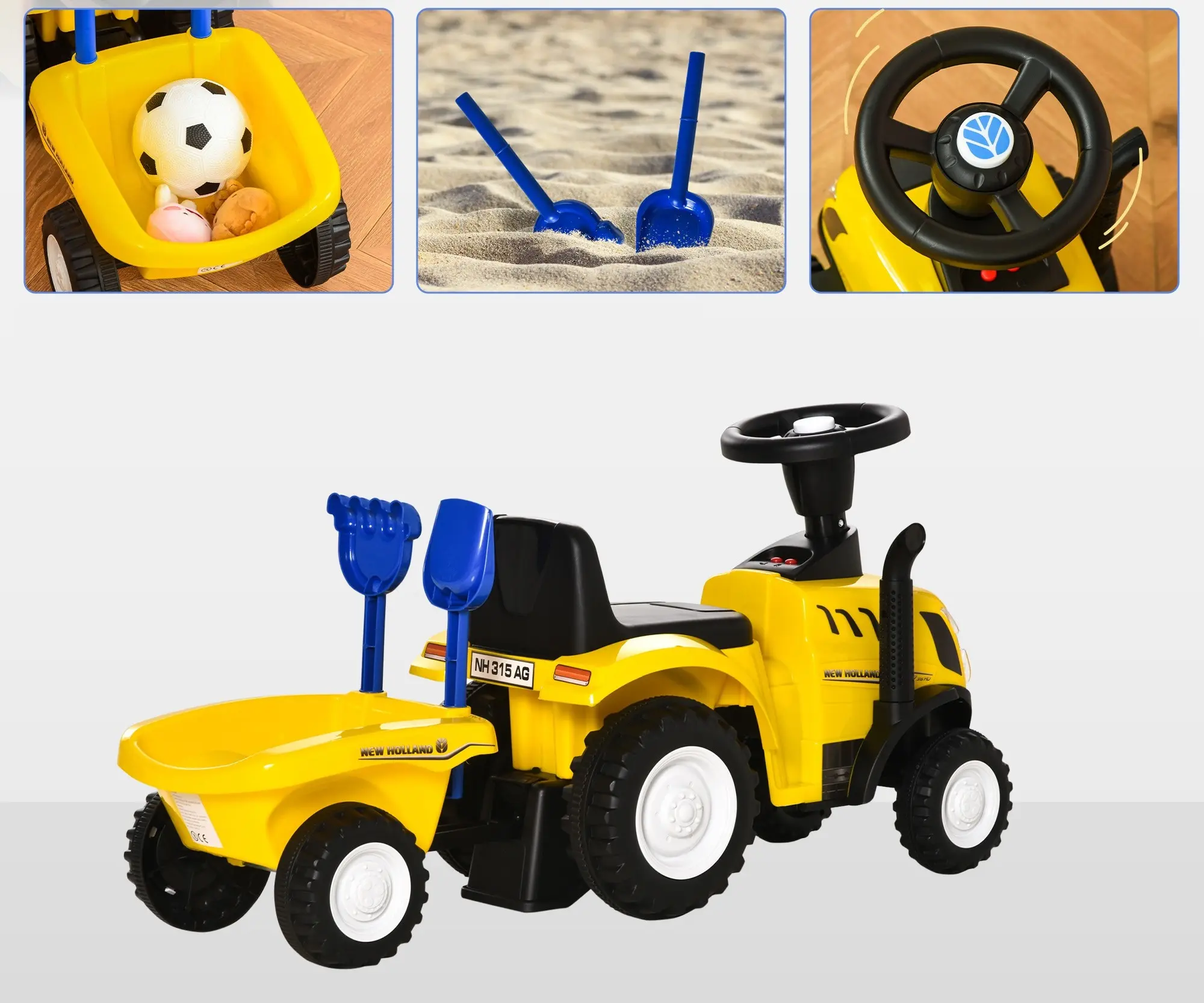 Tolocar HomCom Tractor 370-173YL (Yellow/Black) - 2