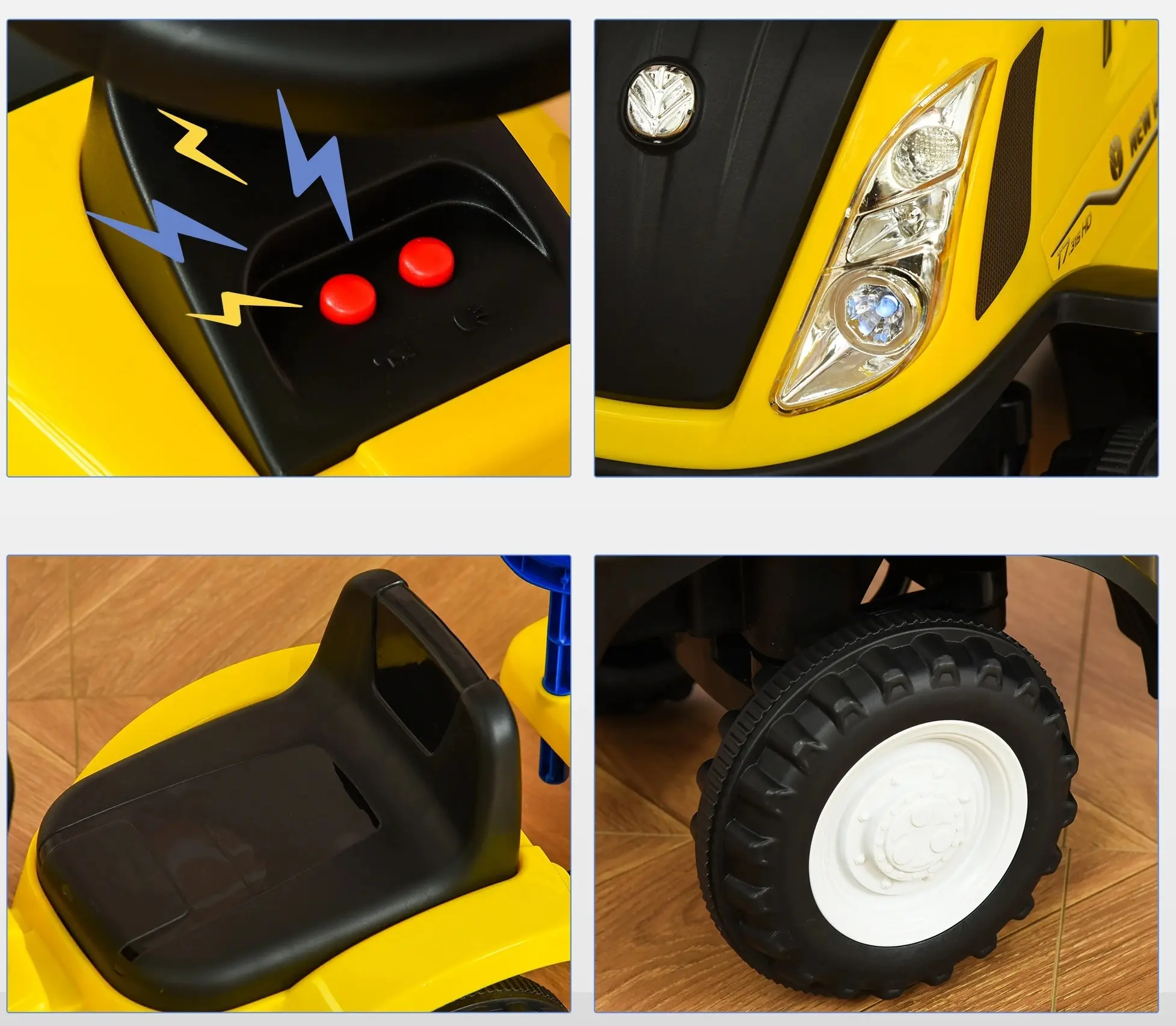 Tolocar HomCom Tractor 370-173YL (Yellow/Black) - 5