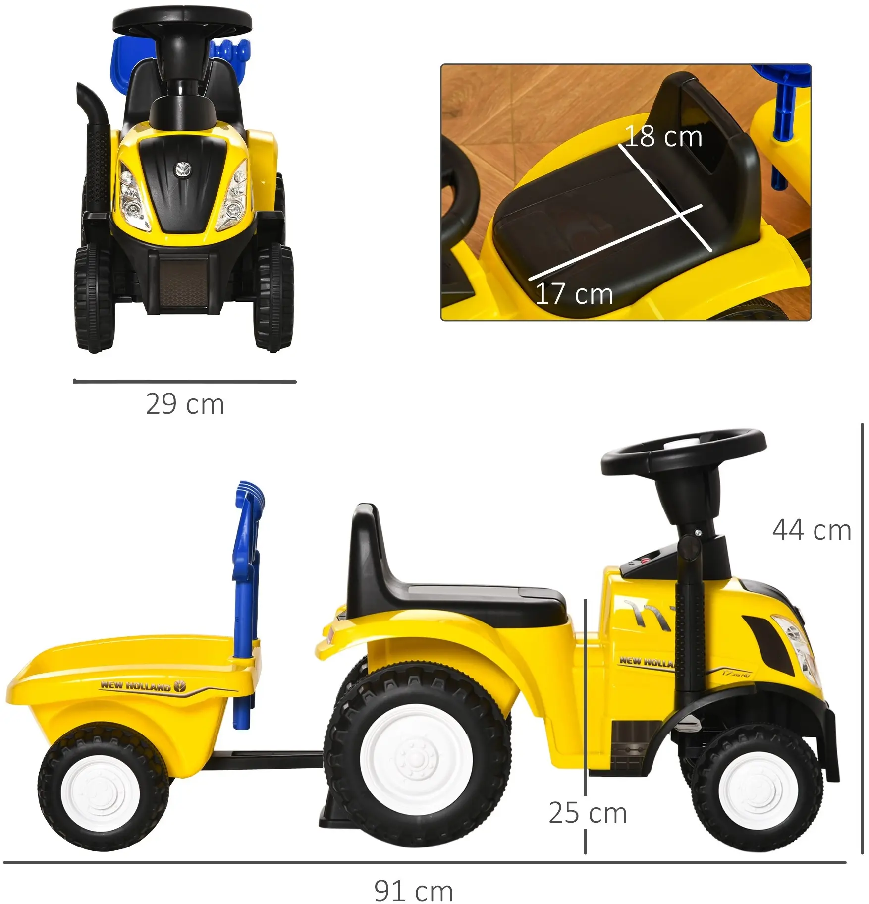 Tolocar HomCom Tractor 370-173YL (Yellow/Black) - 7