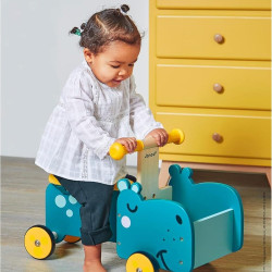 Tolocar Janod Hippopotamus Cart (Blue) Thumb
