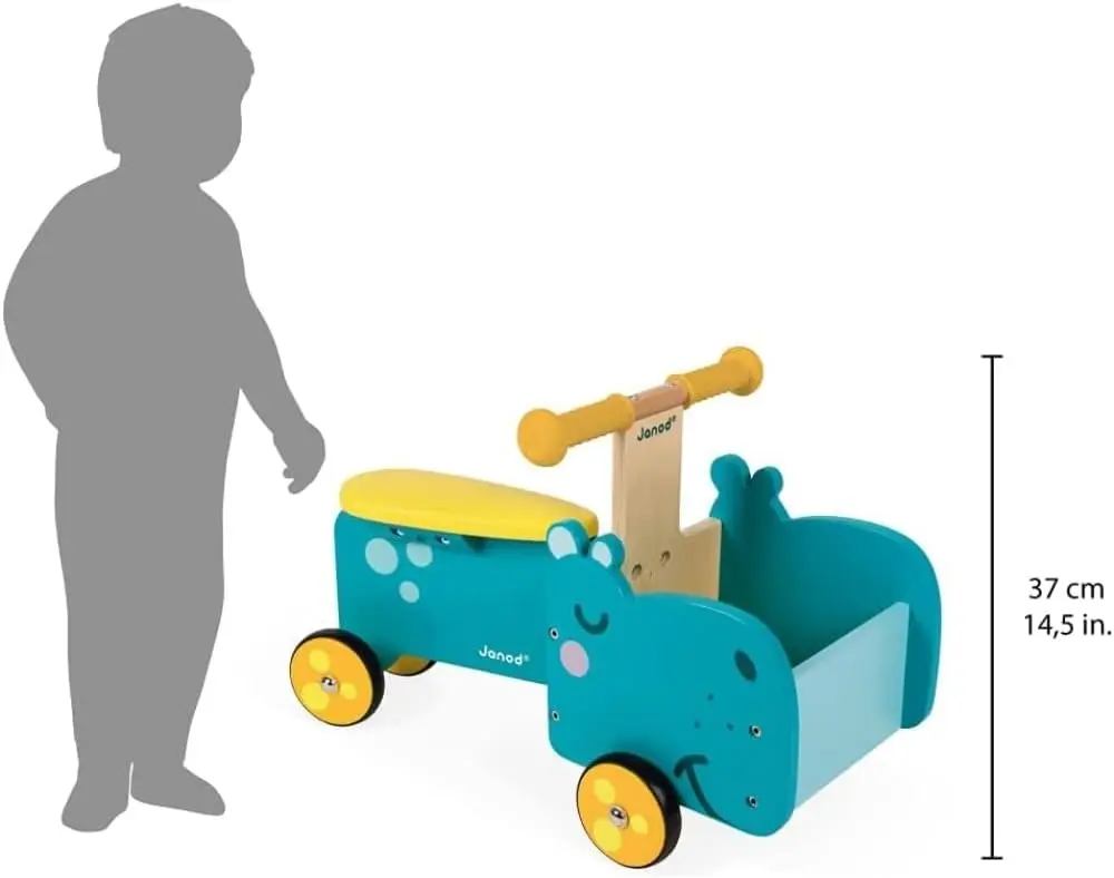 Tolocar Janod Hippopotamus Cart (Blue) - 9