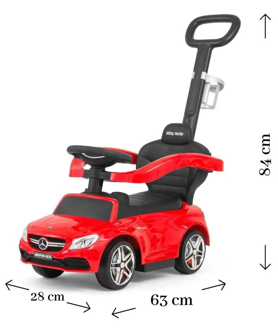 Tolocar Milly Mally Mercedes-AMG C63 Coupe cu mâner (Red) - 5