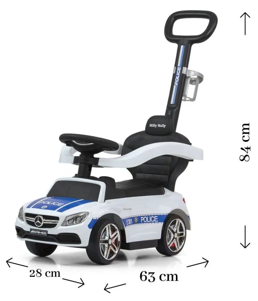 Tolocar Milly Mally Mercedes-AMG C63 Coupe cu mâner (White/Blue) - 4