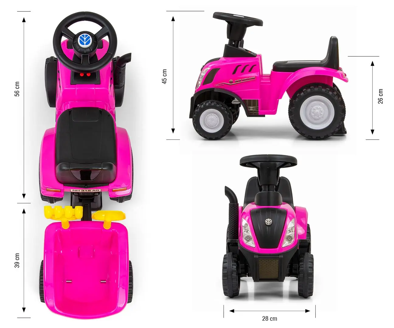 Tolocar Milly Mally New Holland T7 Traktor (Pink) - 8