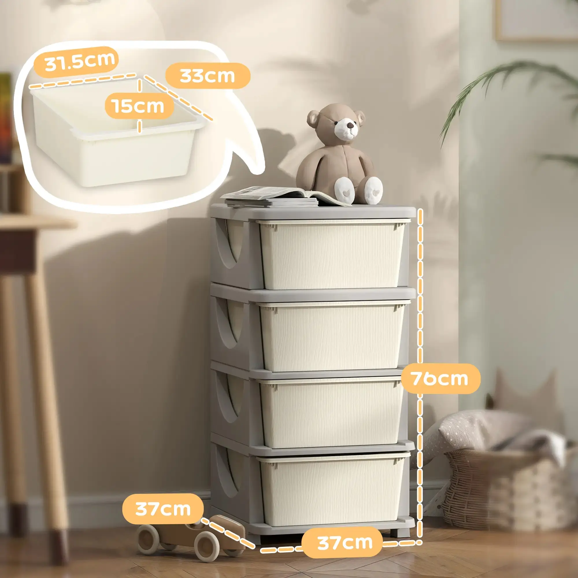Комод-органайзер Homcom 311-023V01CW (Cream White/Grey) - 5