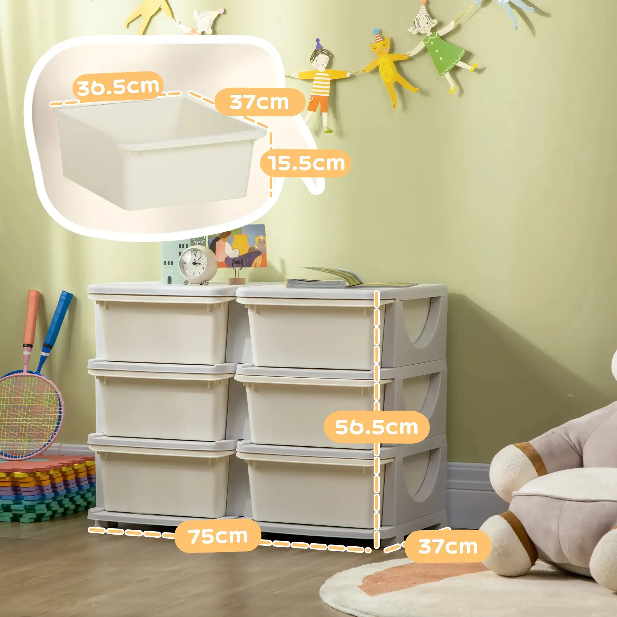Комод-органайзер Homcom 311-053V00CW (Cream White) - 3