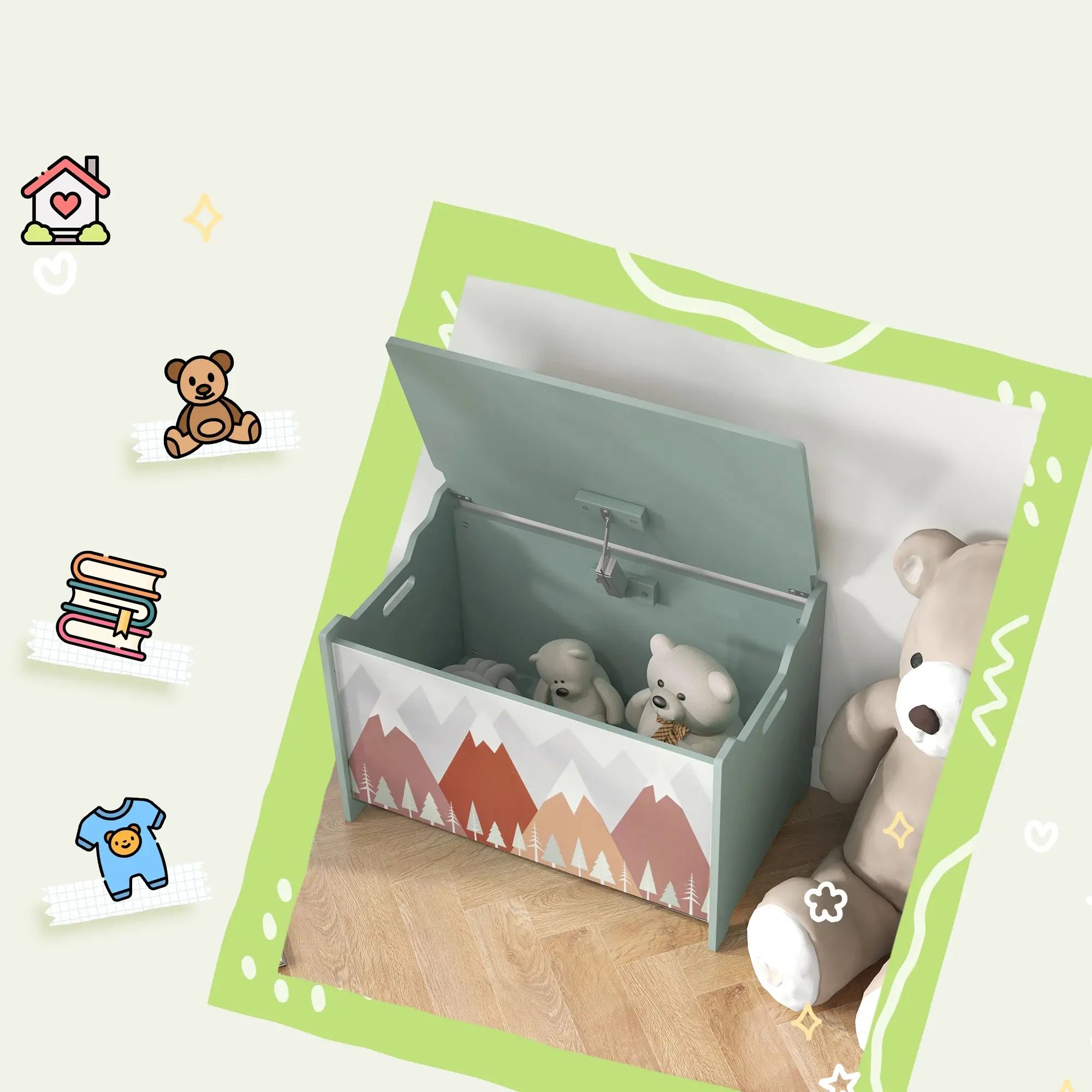 Сундук для игрушек Zonekiz 311-058V80GN (Green) - 5