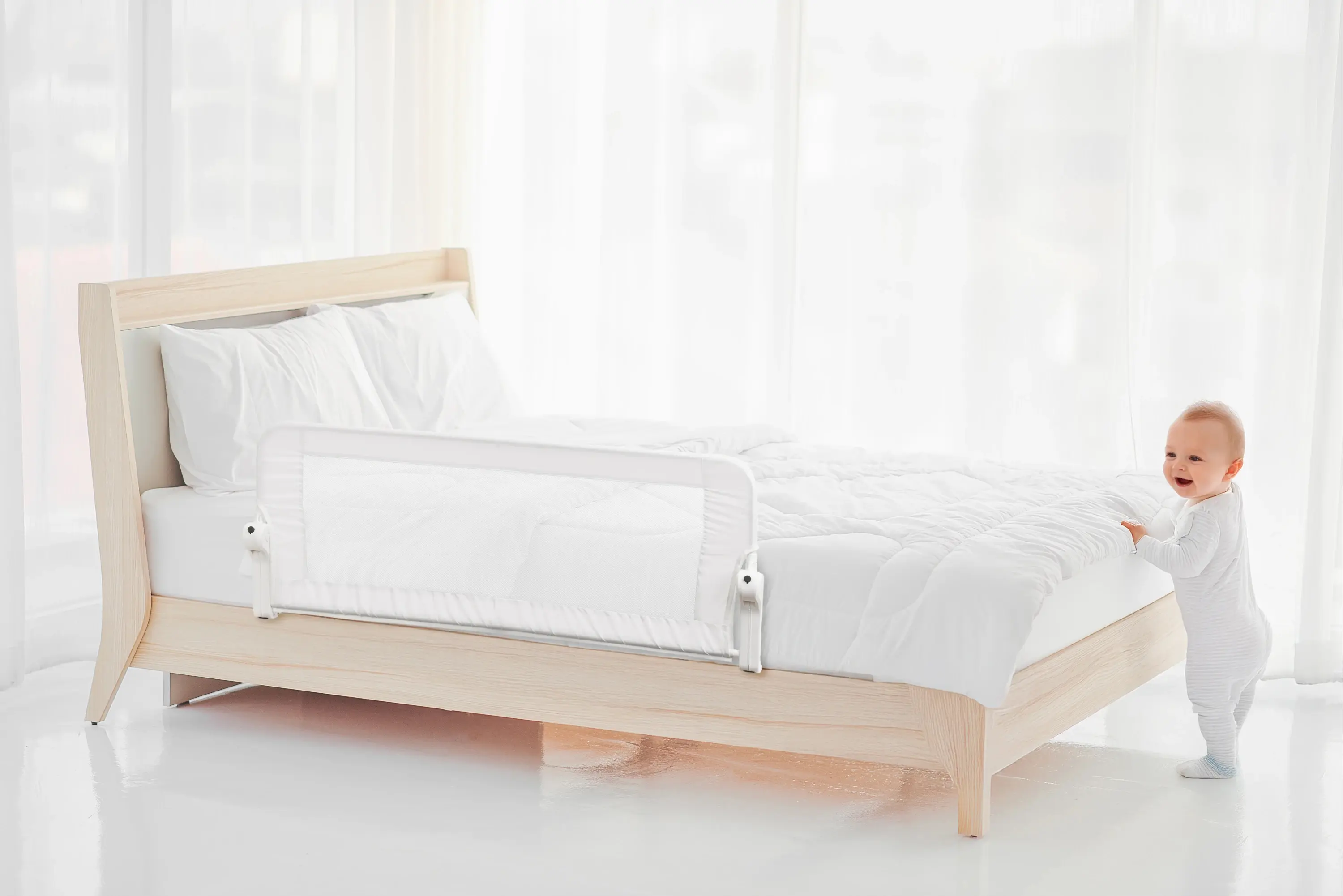 Защитный барьер для кровати BabyJem 120x48.5 (White) - 6