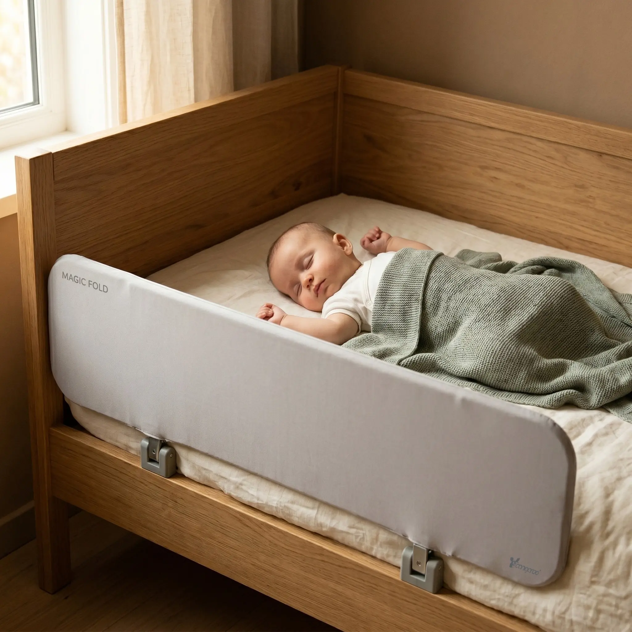 Bariera de protectie pentru pat Cangaroo Magic Fold (Beige) - 6