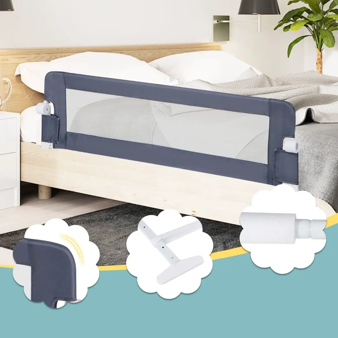 Bariera de protectie pentru pat Costway BS10042GR (Grey)