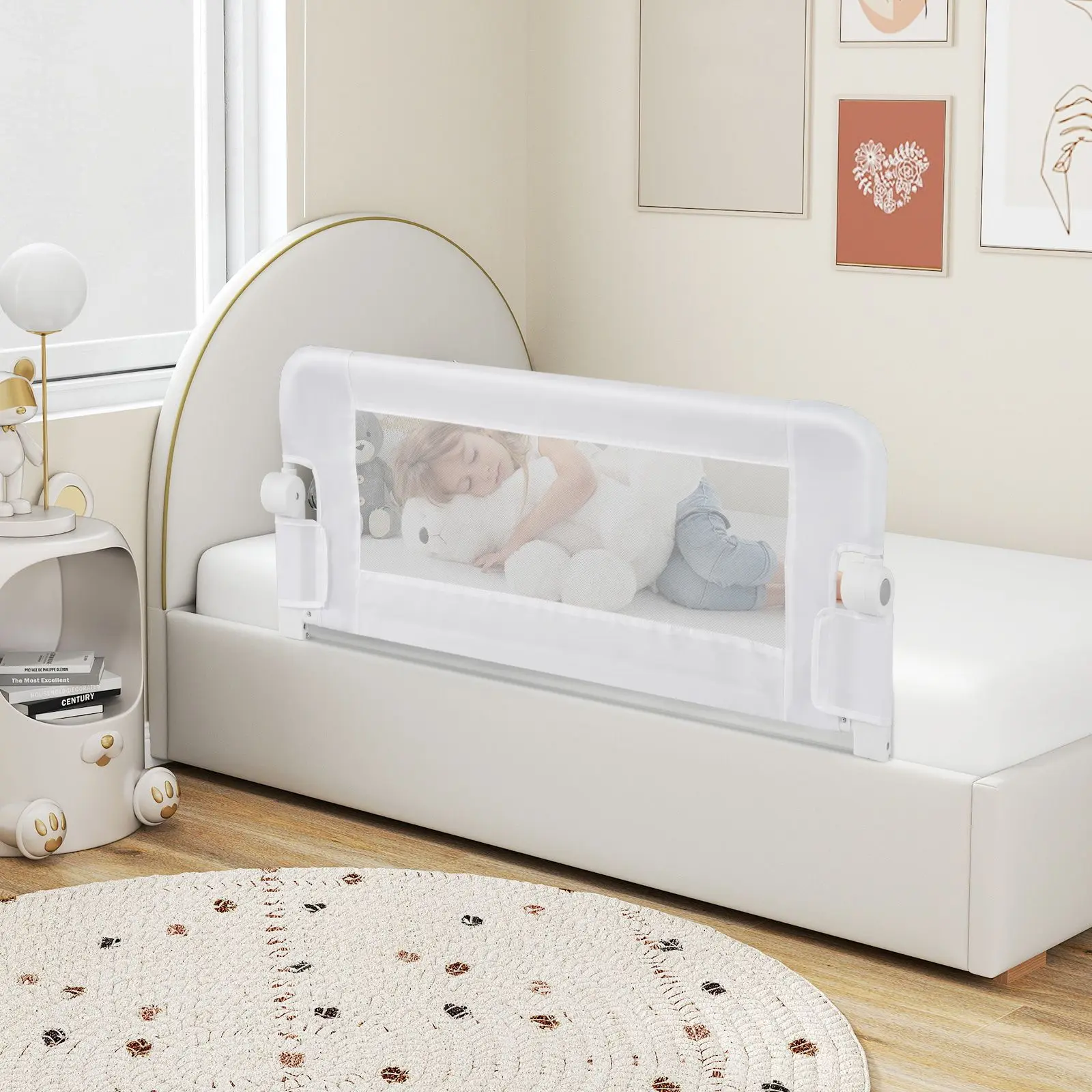Bariera de protectie pentru pat Costway BS10043WH (White) - 5