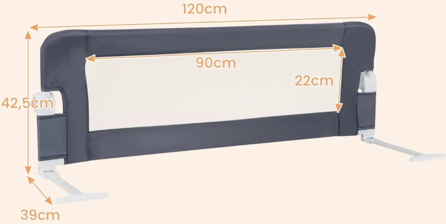 Bariera de protectie pentru pat Costway BS10048GR (Grey) - 2