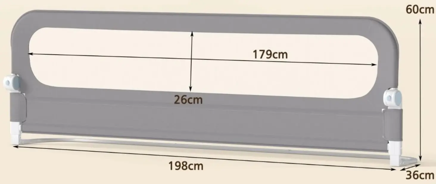 Bariera de protectie pentru pat Costway BS10056GR (Grey) - 2