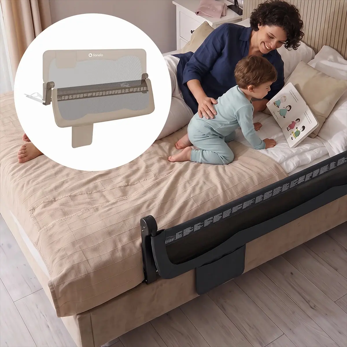 Bariera de protectie pentru pat Lionelo Hanna (Grey) - 8