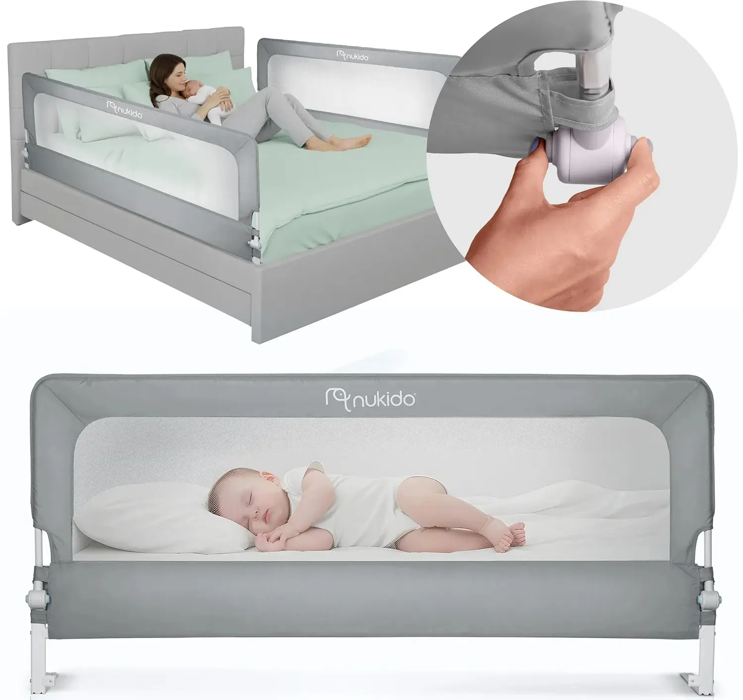 Bariera de protectie pentru pat Nukido 722801 (Grey) - 5
