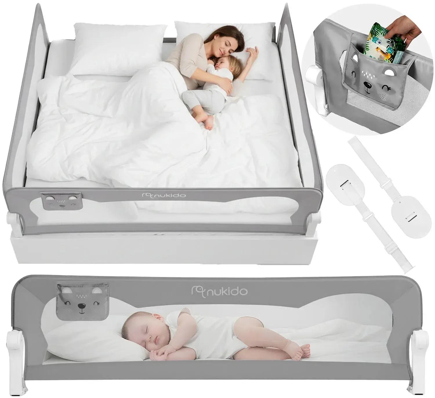 Bariera de protectie pentru pat Nukido 722900 (Grey) - 12
