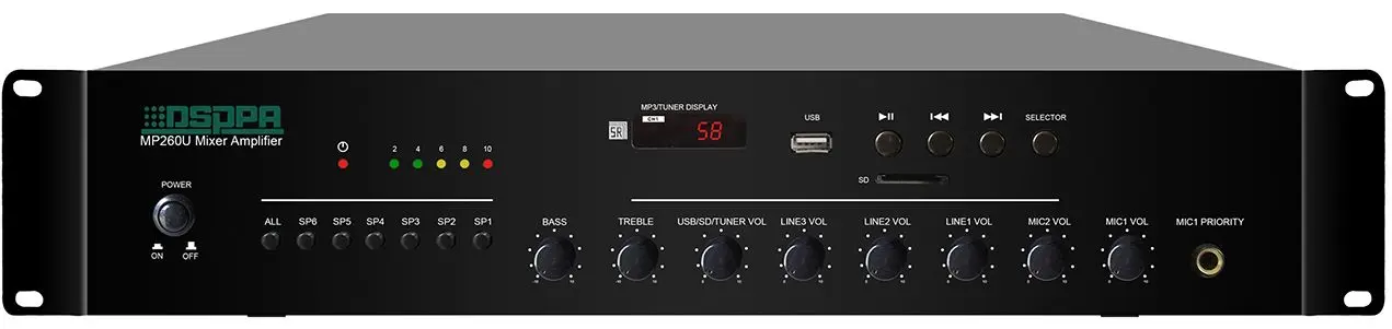 Set amplificator + sistem acustic DSPPA MP260U+DSP802х6 (White/Black) - 2