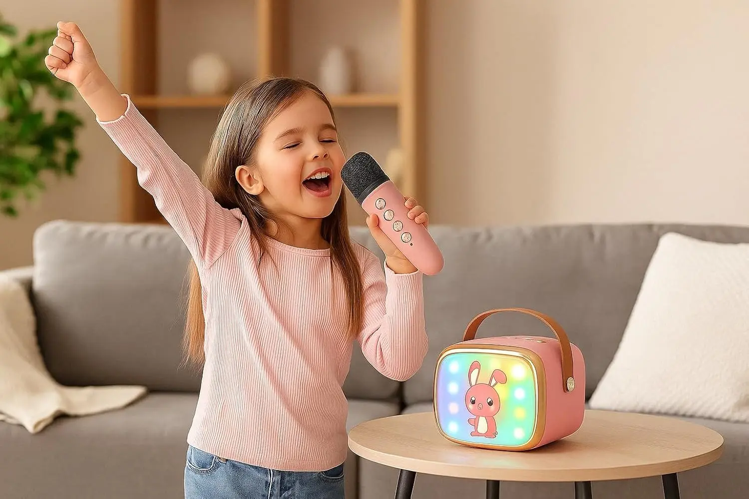 Set karaoke portabil Essa Toys Bunny DN12052 (Pink)