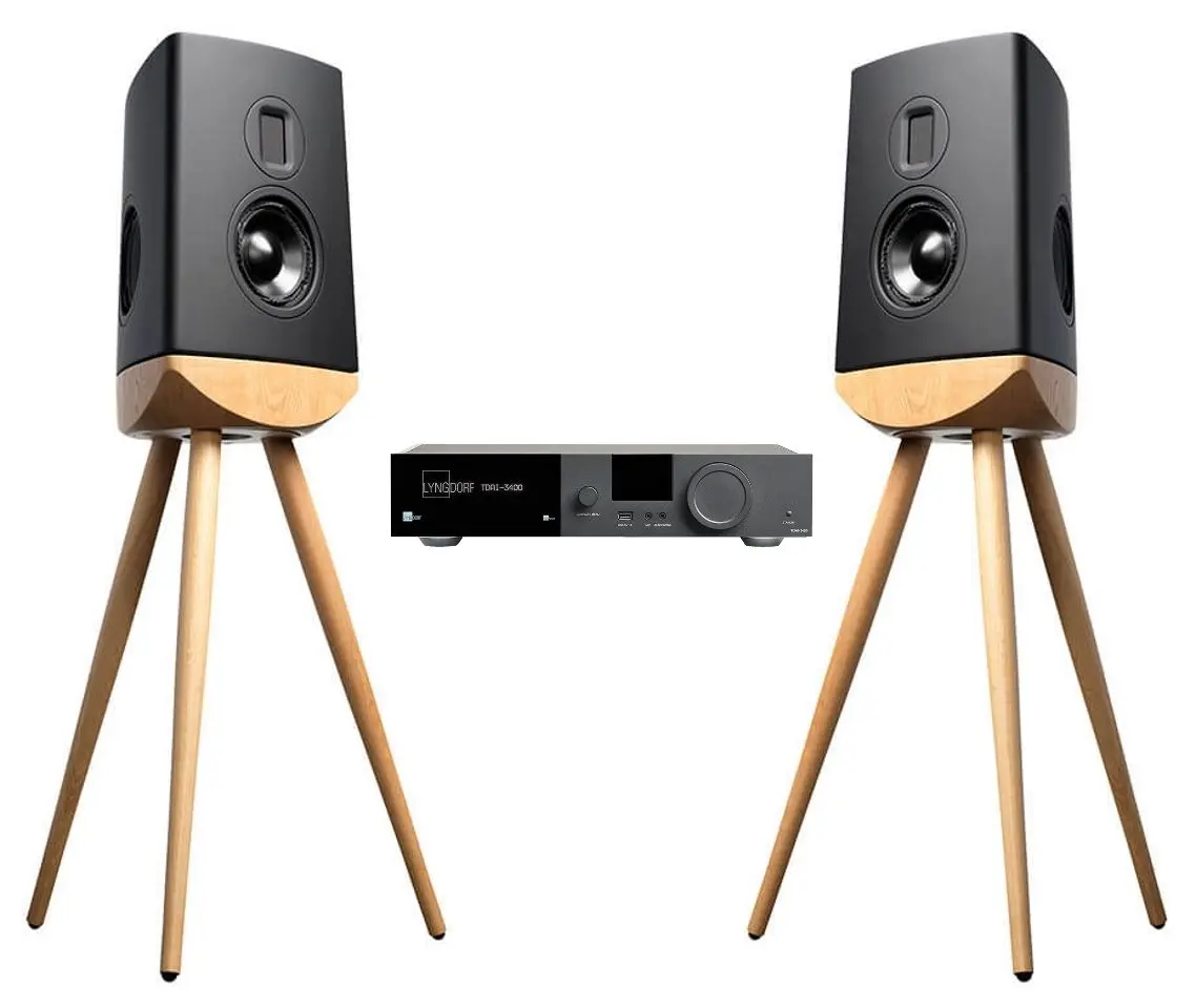Sistem acustic Lyngdorf Cue-100 2pack + TDAI-3400 (Oak/Black)