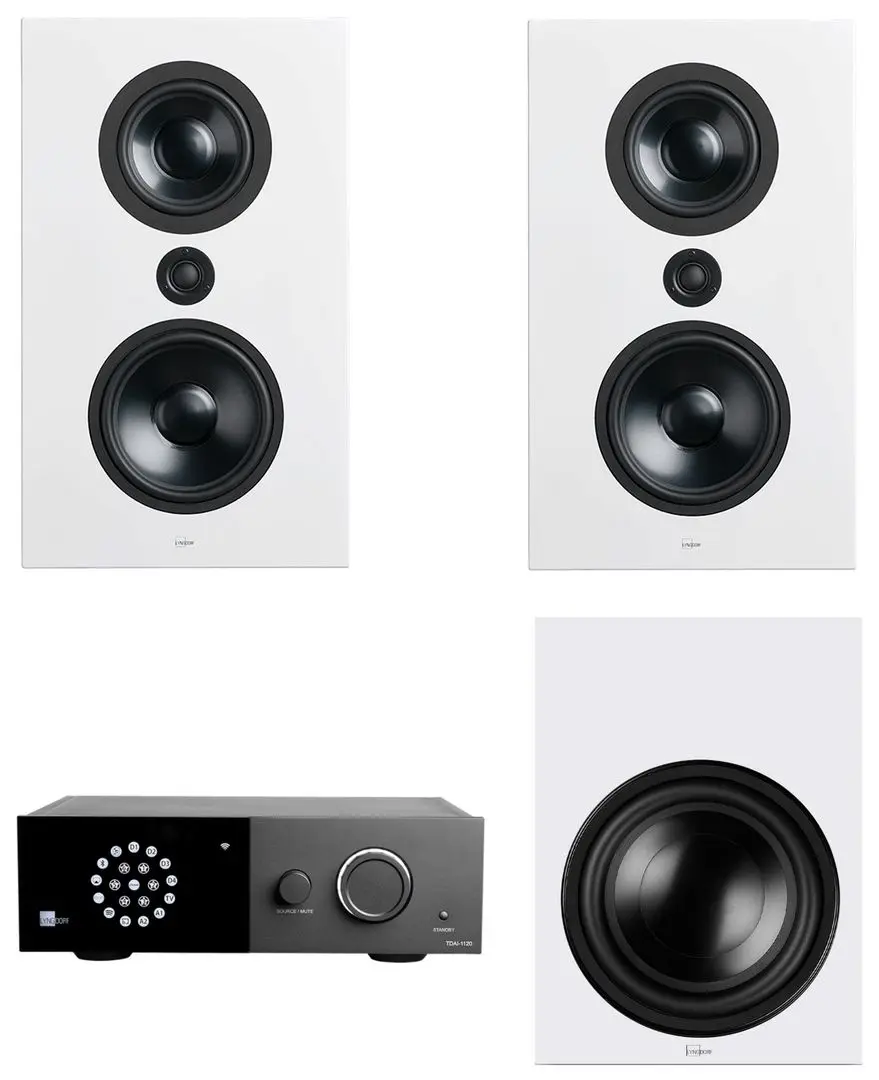 Sistem acustic Lyngdorf FR-1 + BW-2 + TDAI-1120 (White/Black)