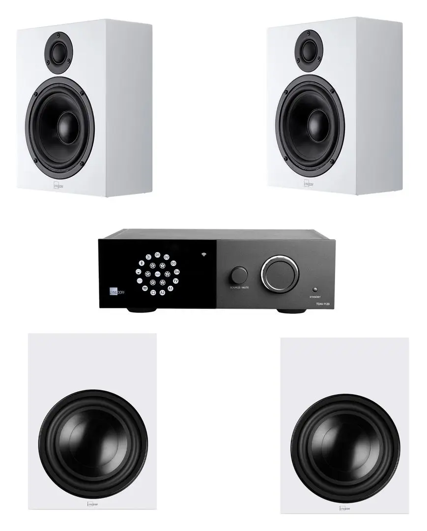 Sistem acustic Lyngdorf MH-2 + 2xBW2 + TDAI-1120 (White/Black)