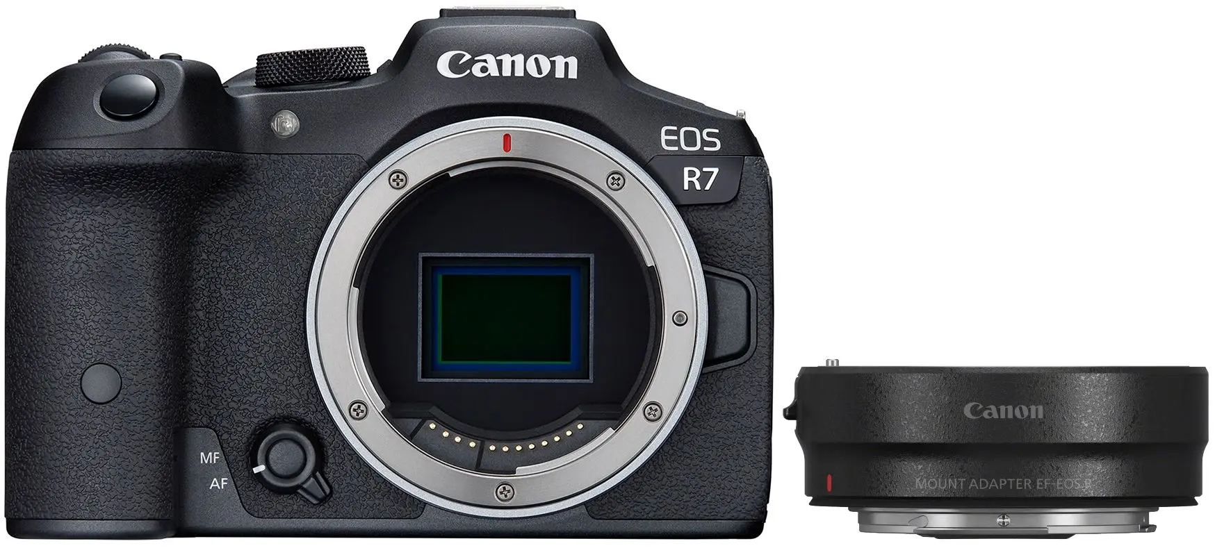 Aparat foto digital Canon EOS R7 + RF-S 18-150mm f/3.5-6.3 IS STM KIT + Adapter EF-EOS R (Black)