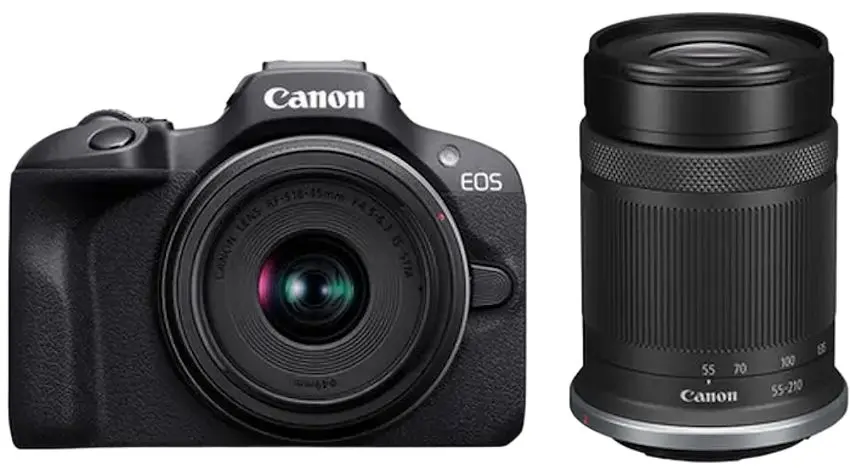 Фотоаппарат Canon EOS R100 & RF-S 18-45mm f/4.5-6.3 & RF-S 55-210mm f/5-7.1 IS STM KIT (Black)