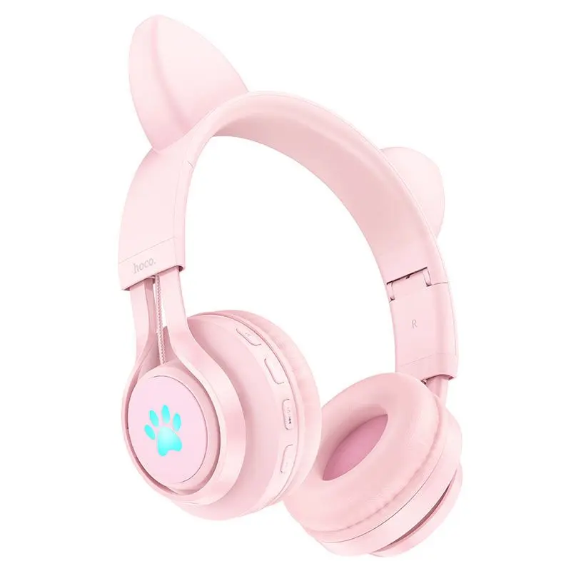 Casti fara fir Hoco W39 Cat ear (Pink) - 2
