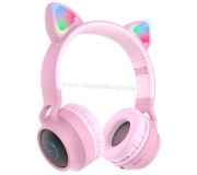 Casti fara fir Hoco W27 Cat Ear (Pink)