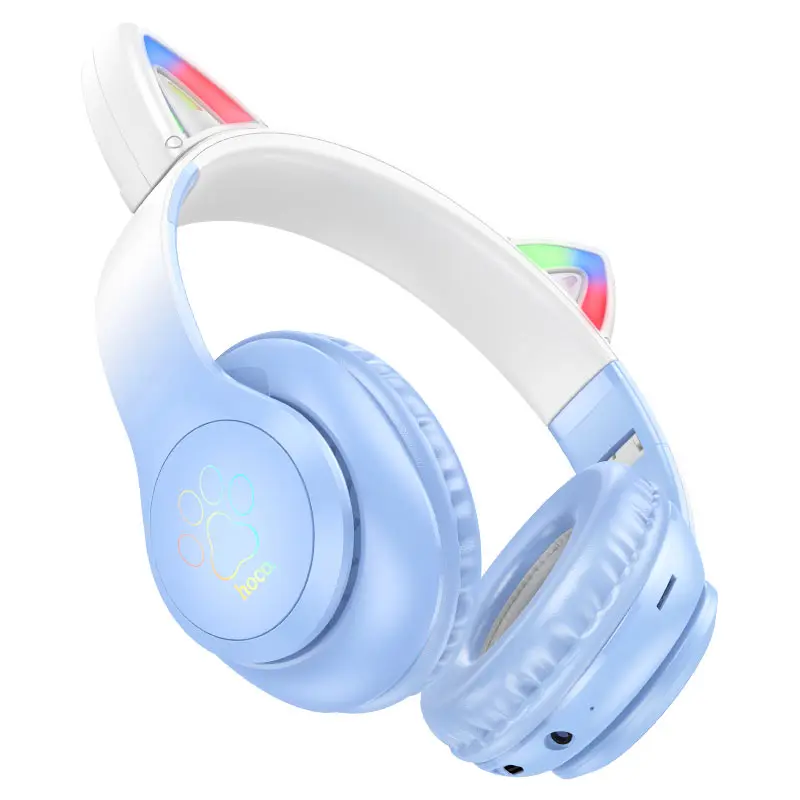 Беспроводные наушники Hoco W42 Cat Ears (Crystal Blue) - 2